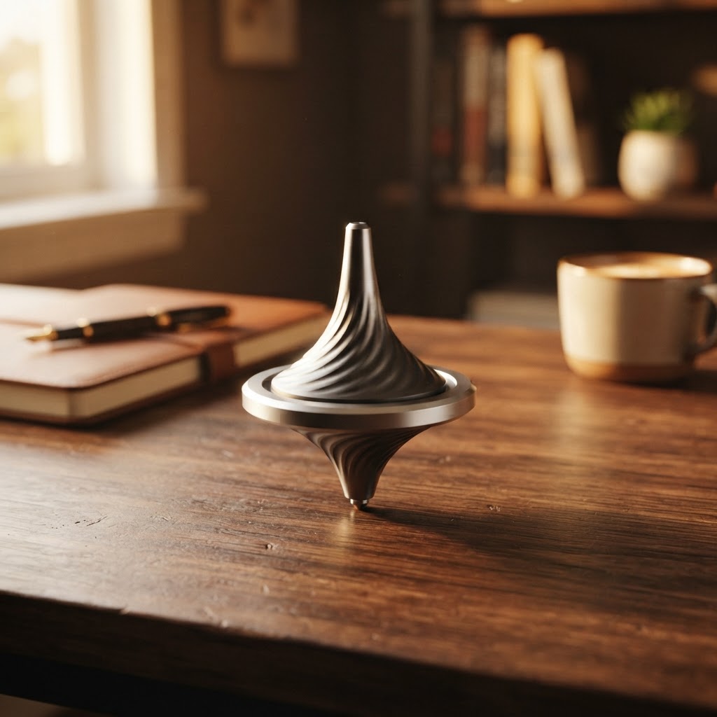 SpinOrbit kinetic desk gyroscope in machined aluminium